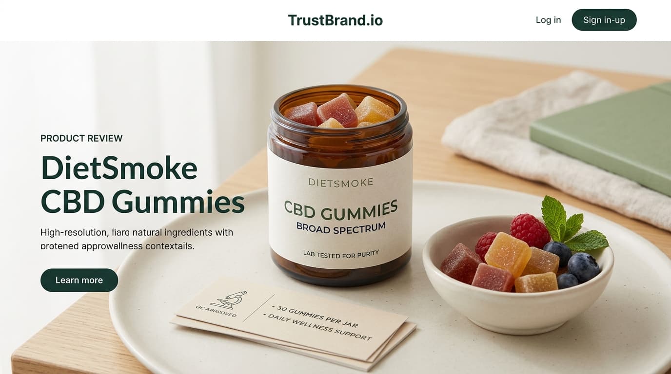 DietSmoke CBD Gummies packaging and product-style review illustration for TrustBrand