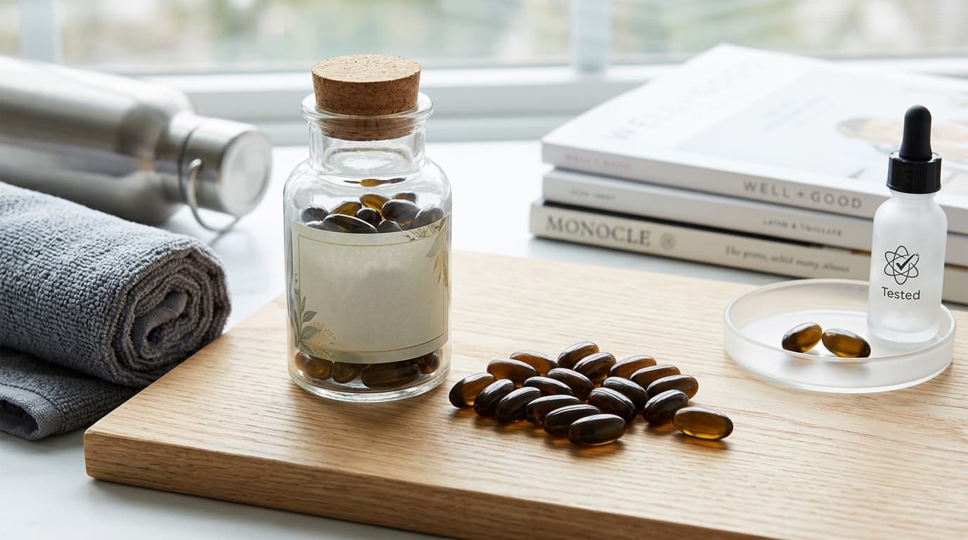 Medterra True Full Spectrum CBD Gel Capsules packaging and product-style review illustration for TrustBrand