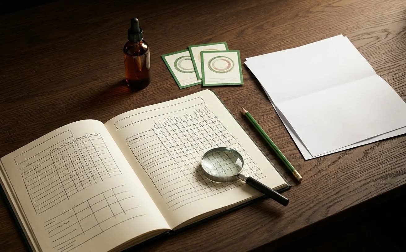 Editorial illustration representing transparent CBD methodology and lab-based scoring