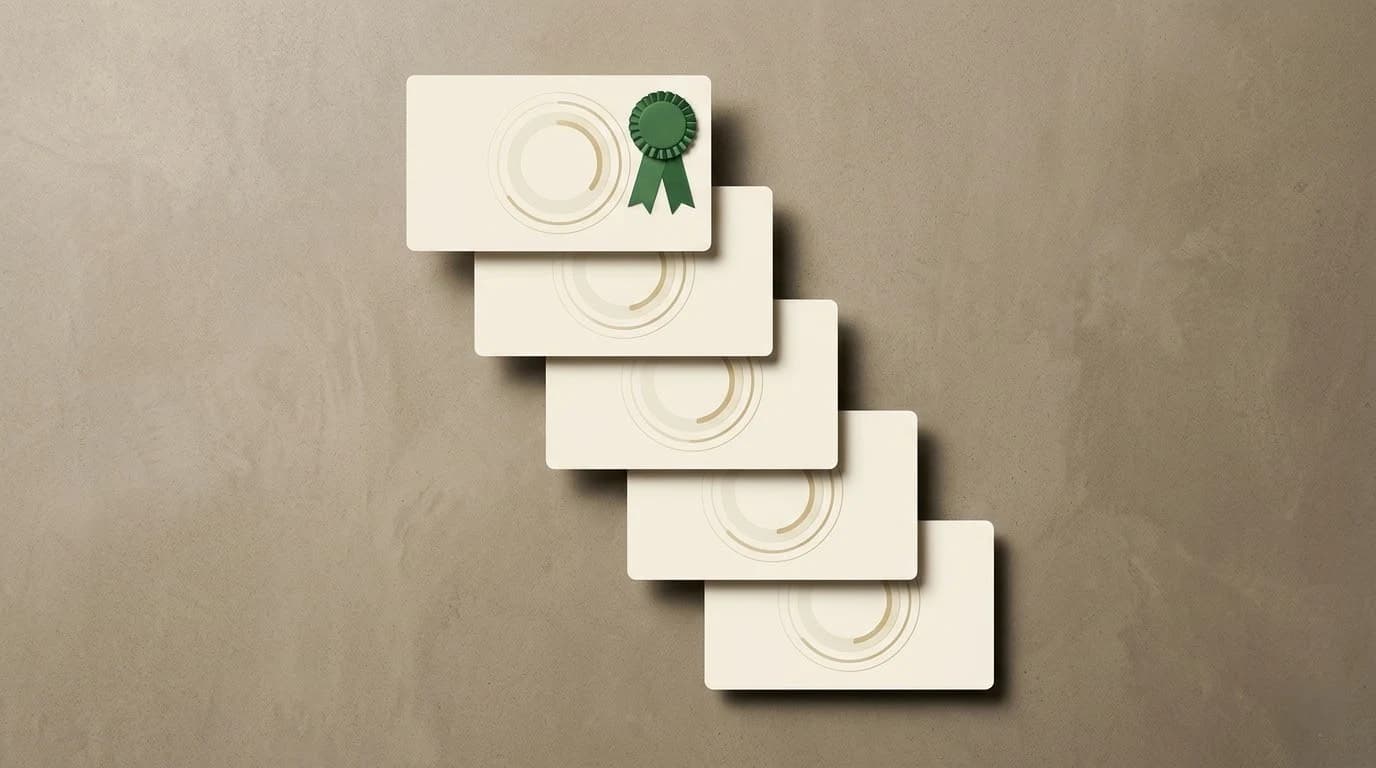 Editorial comparison scene representing ranked products and category-based scoring