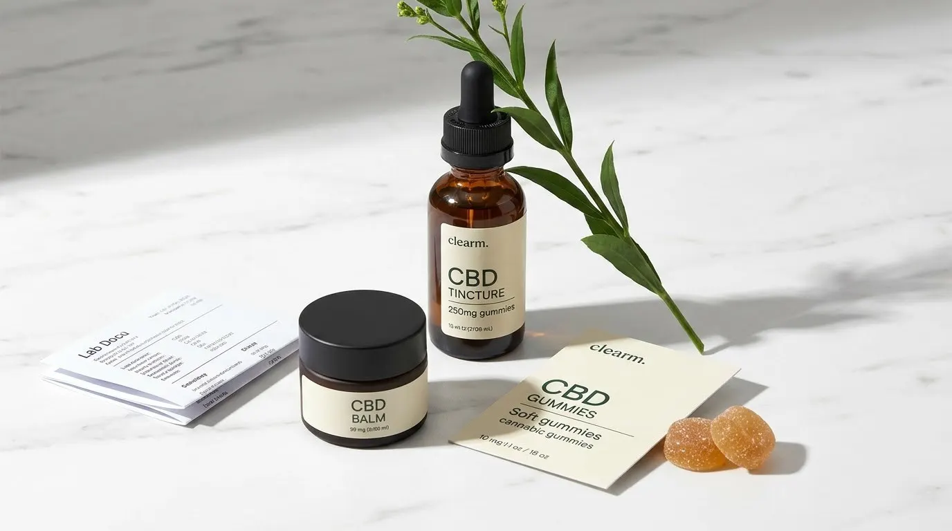 Premium CBD category banner with lab-tested wellness product styling